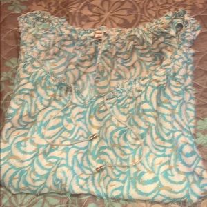 Turquoise, Gold, and Ivory short sleeve shirt